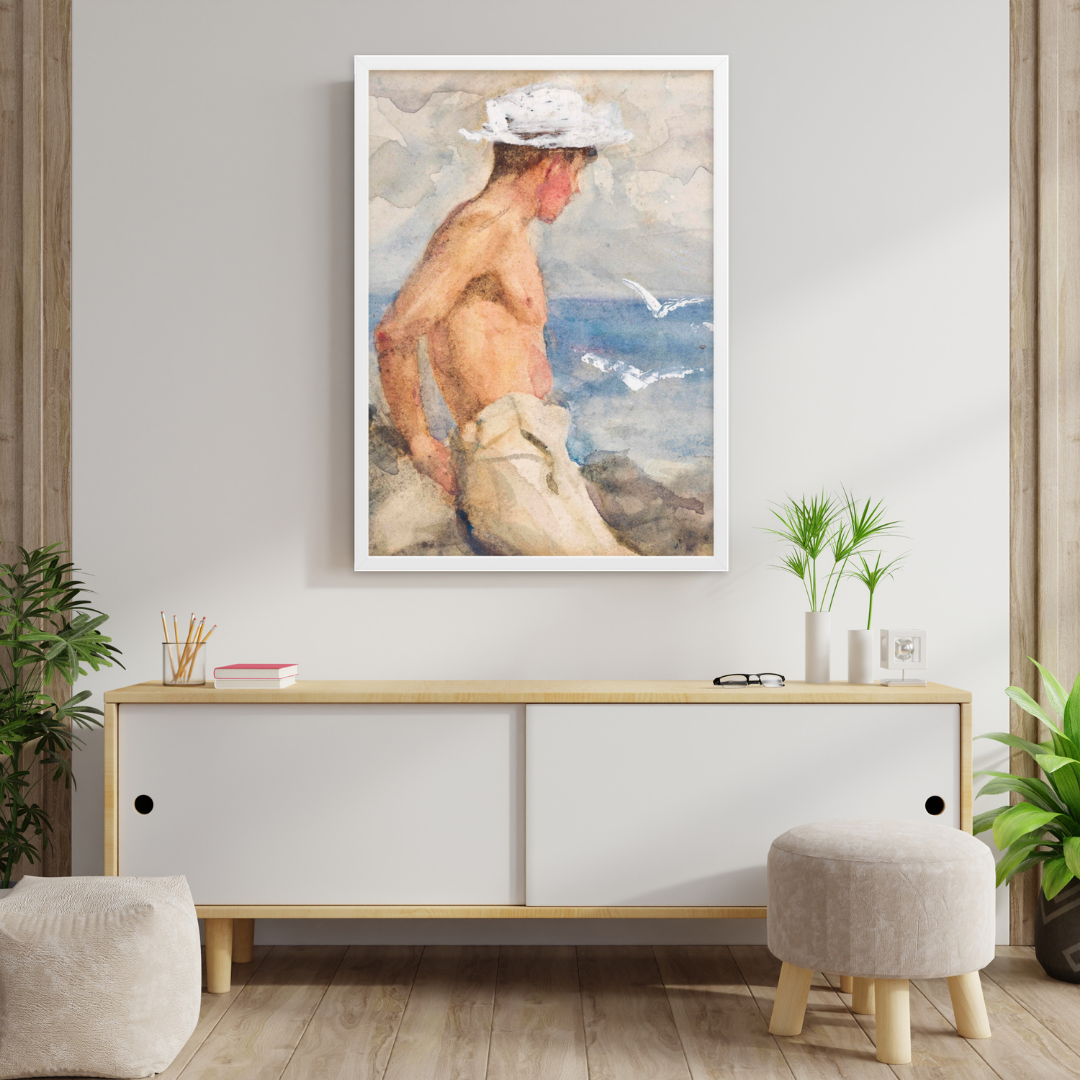 Study of a young man looking out to sea