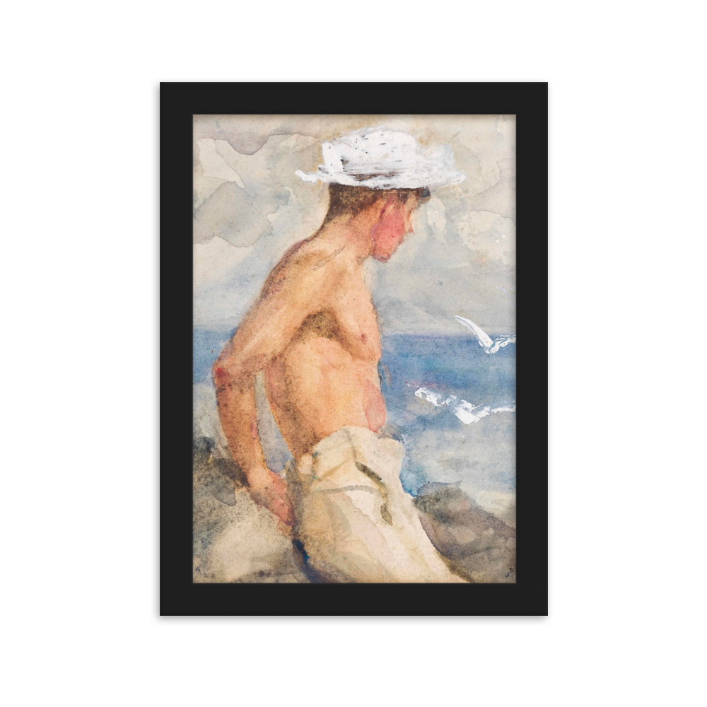 Study of a young man looking out to sea