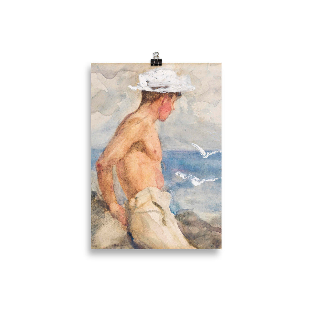 Study of a young man looking out to sea