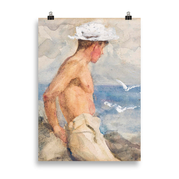 Study of a young man looking out to sea